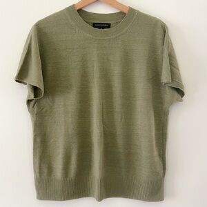 Banana Republic Light Olive Short Sleeve Linen Knit Tee